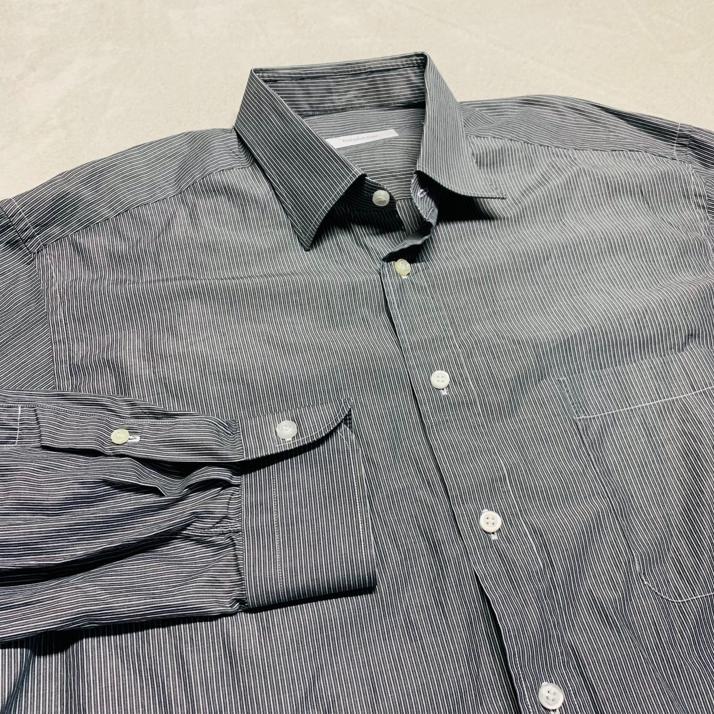 Ermenegildo Zegna Button Dress Shirt Men's 44 17 1/2 Black Portofino Comfort